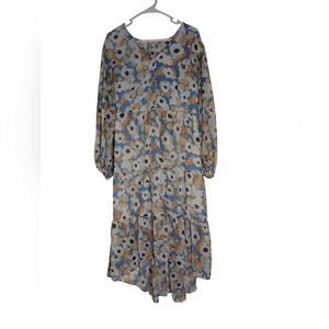 Joie Floral Long Sleeve Dress in Blue and Orange